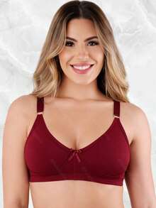 Supportive Bra, Reinforced, Wireless, No Padding, Comfortable For Everyday Wear - Regular Bra - 酒紅色 - 查看 1