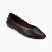 Women's Pointed-Toe Pump Ballet Flat, Basic, Plain, Elegant, . - Rust Brown - View 2