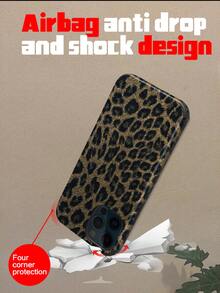 Cheetah,Leopard Print 1pc Glitter Leopard Pattern Faux Leather Shock-Resistant Soft Phone Case With Sound Enhancing Design, Suitable Compatible With Apple 17 Pro Max/16 Pro Max/16 Plus/13 Pro Max/14 Pro Max 13 14 11 12 Pro 11/15 Pro, Galaxy S24 Ultra, Holiday Gift - Black - View 10