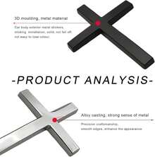 FSTURIOS Metal Christian Cross Emblem Stickers, 2.5*1.8in 3D Jesus Christ Auto Emblem Badge Decal, Self-Adhesive Styling Cross Decal Decoration For Trunk Tailgate Side Fender (Silver) - MàuQ - Xem 3