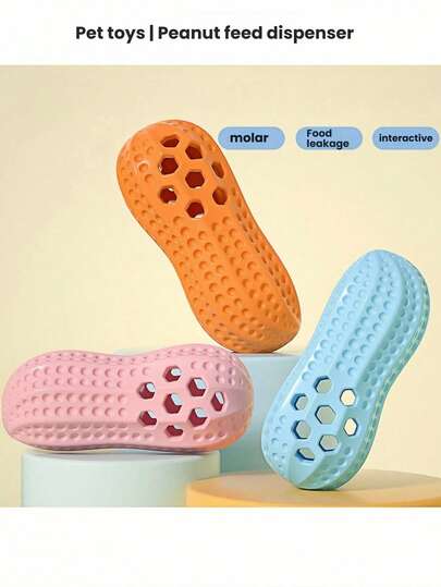 1pc Pet Toy Peanut Shaped Food Dispenser Chew Resistant Realistic Toy