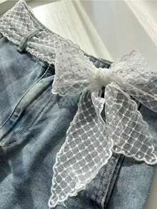 1件装女士蕾丝腰带，多功能牛仔配饰，可作围巾或腰带使用，时尚长款围巾腰带，花卉蕾丝饰边围巾，蕾丝发带颈巾，轻盈刺绣蕾丝围巾，优雅蕾丝腰部装饰，女士配饰 - 彩色 - 查看 8