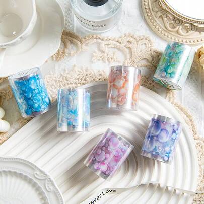 1 Roll Colorful Bubble Pattern PET Tape, Waterproof Decorative Tape For Scrapbooking, Journaling & DIY Crafts