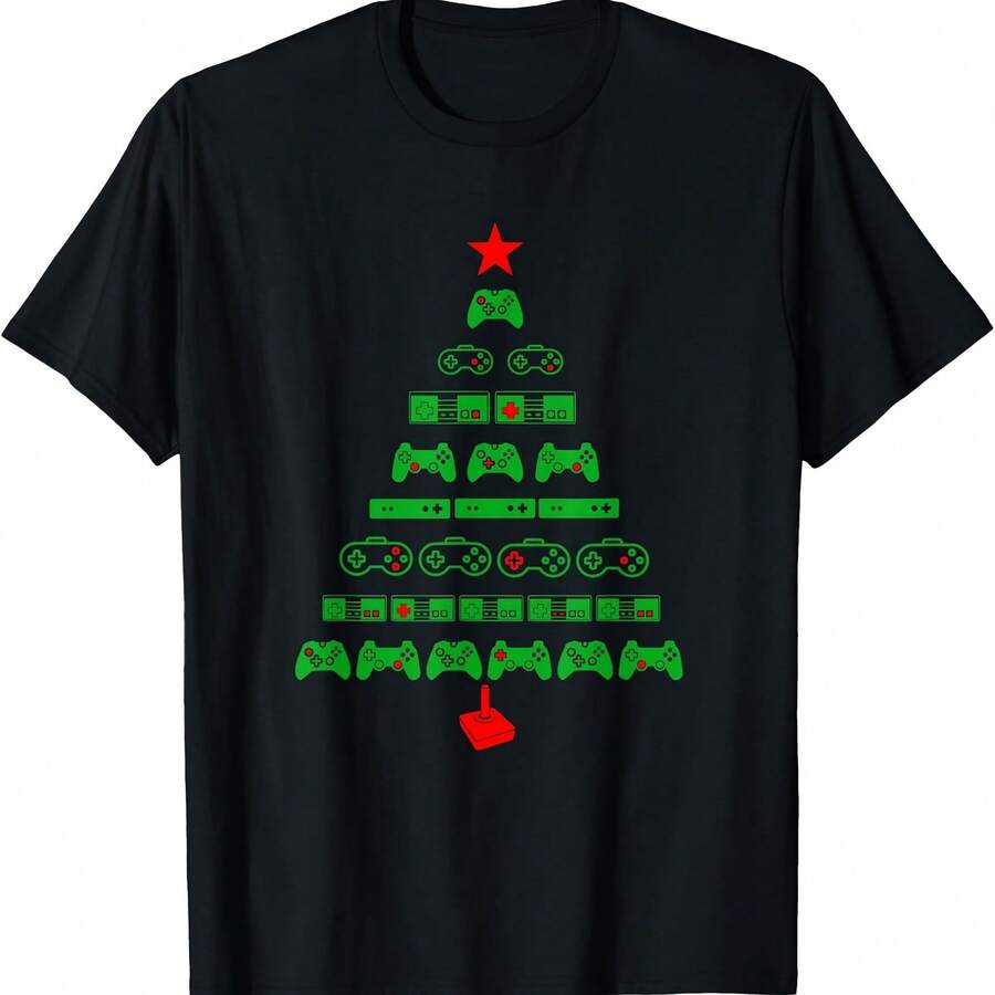 Camiseta Gamer Navideña para Hombre - Camiseta de Videojuegos - Negro 5 - Ver 1