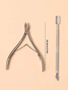 2pcs Stainless Steel Nail Clipper And Pusher Set, Nail Trimming And Nail Care Tools, Can Remove Nail Polish, Stainless Steel Material, Waterproof, Manicure Supplies, Manicure Tools, Manicure Art Tools, Back To School Season, Manicure, Nail Pressing Tools, Pedicure And Manicure Tools - Multicolor - View 6