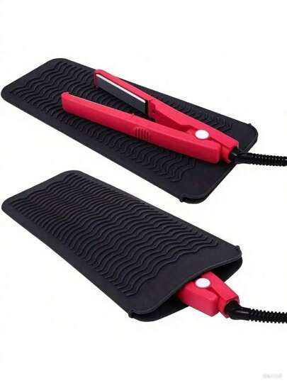 1Pc Super-Large Silicone Heat-Resistant Pad Portable Travel Pad Cover Suitable For Curling Iron Hair Straightener And Hair Styling Tools Heat-Resistant Pad For Hairdressing Tools And Portable Curling Iron Cover.