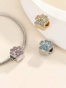 1件欧美风格银灰色和黄色手工迷你可爱脚印串珠手链/项链/吊坠创意DIY饰品配件 - 彩色 - 查看 2