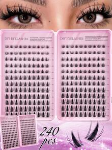 240片装假睫毛册，D型卷翘，数量充足，品质最优，价格最低，新款DIY假睫毛，蓬松柔软，3D水貂毛假睫毛，假睫毛，化妆，嫁接假睫毛，短款假睫毛，DIY假睫毛，浅色假睫毛，在家DIY嫁接假睫毛 - 黑色 - 查看 2