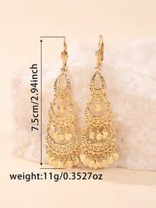 1 对阿尔及利亚新娘镂空水滴设计优雅合金长吊坠耳环，时尚法式珠宝，适合婚礼、派对和节日情人节 - 耳環 - 查看 8