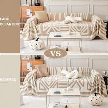 zxxFunda de Sofa de Cenilla de e Sofa Cover con Borlas Ente Couc Cover de Tela Ideal para Todas Las Estaciones Se Puede Utilizar Como Manta de Sofa Cal Blanco Roto 180 x 300sofa cama - Beige blanco180300 - Ver 2