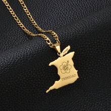 1Piece Trinidad And Tobago Map Hummingbird Hibiscus Flower Pendant Necklaces For Men Woman Girls Jewelry - Yellow Gold - View 10