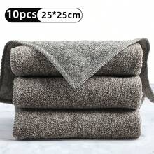 10pcs Thick Bamboo Charcoal Cleaning Cloths, Non-Stick Oil, Dishwashing, Table Wiping, Absorbent, Easy To Clean, Kitchen Cleaning Rags - Square - View 17