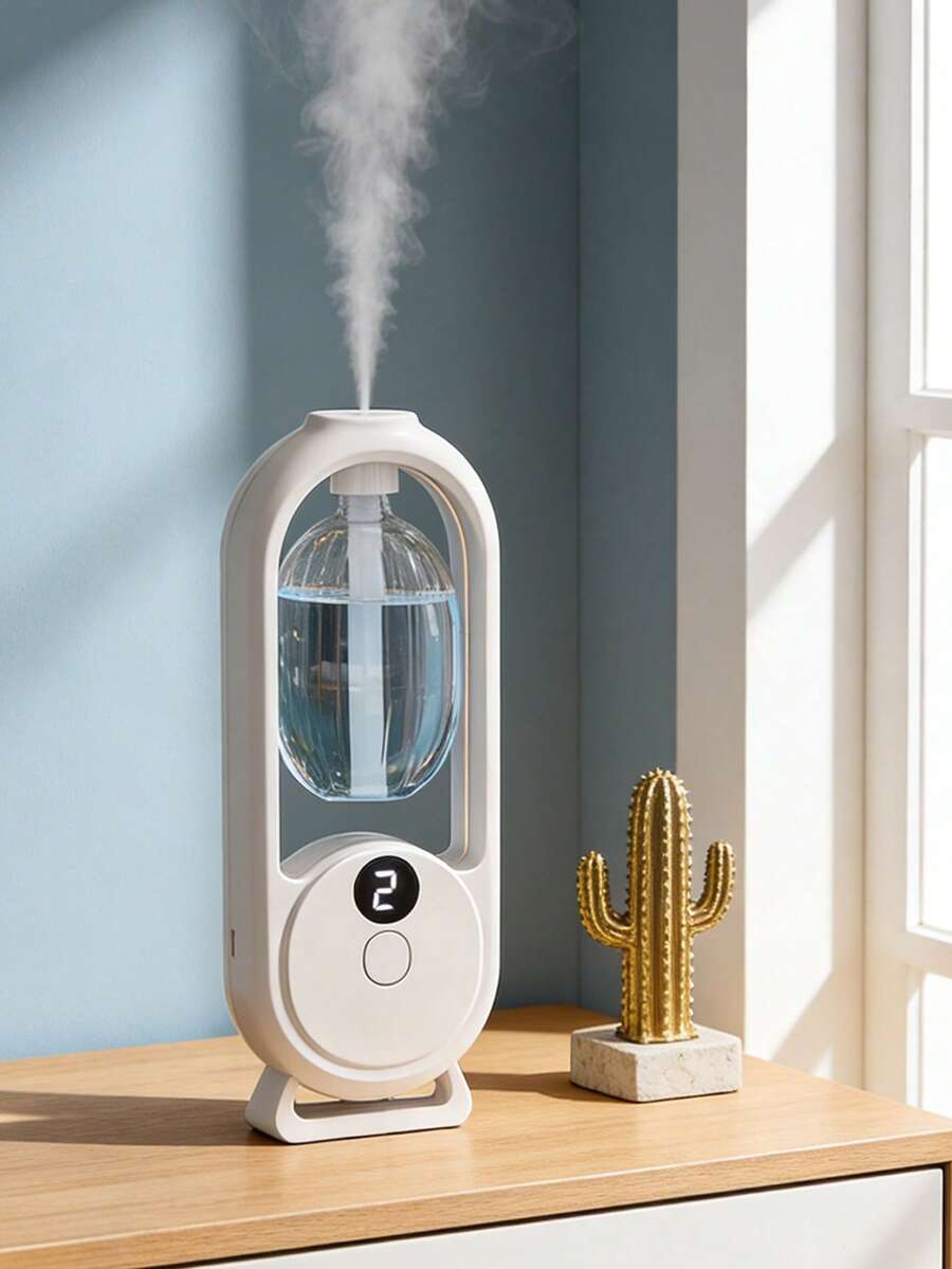 1pc USB Powered Air Freshener, Quiet Timer Mist Spray, Gradient Color Light Design, USB Rechargeable, Minimalist Portable Bedroom Essential Oil Diffuser, Car Aromatherapy Diffuser, Mini Aroma Therapy Machine