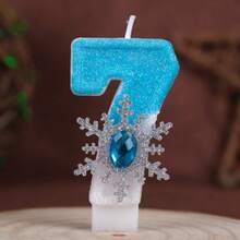 1pc 0-9 Number Birthday Candles, Blue & White Rhinestone Snowflake Creative New Birthday Party Cake Decor Handmade Candles - Multicolor - View 22