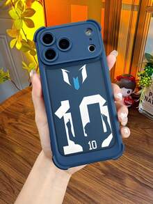Soccer Legend Number 10 Phone Case For IPhone 17 16 15 14 13 Pro Max, Iconic Football Player Silhouette Graphic, Sports Fan Merchandise, Blue & White Team Colors, Gift For Soccer Lovers & Players - 藍色 - 查看 2