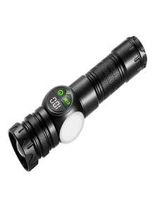2/1pc 20W LED + COB Rechargeable Flashlight, Super Bright Tactical Handheld Lamp, With Magnetic Base, Variable Focal Length, Digital Battery Level Display, Waterproof, Suitable For Camping, Car Maintenance, Emergencies And Outdoor Activities - black - View 12