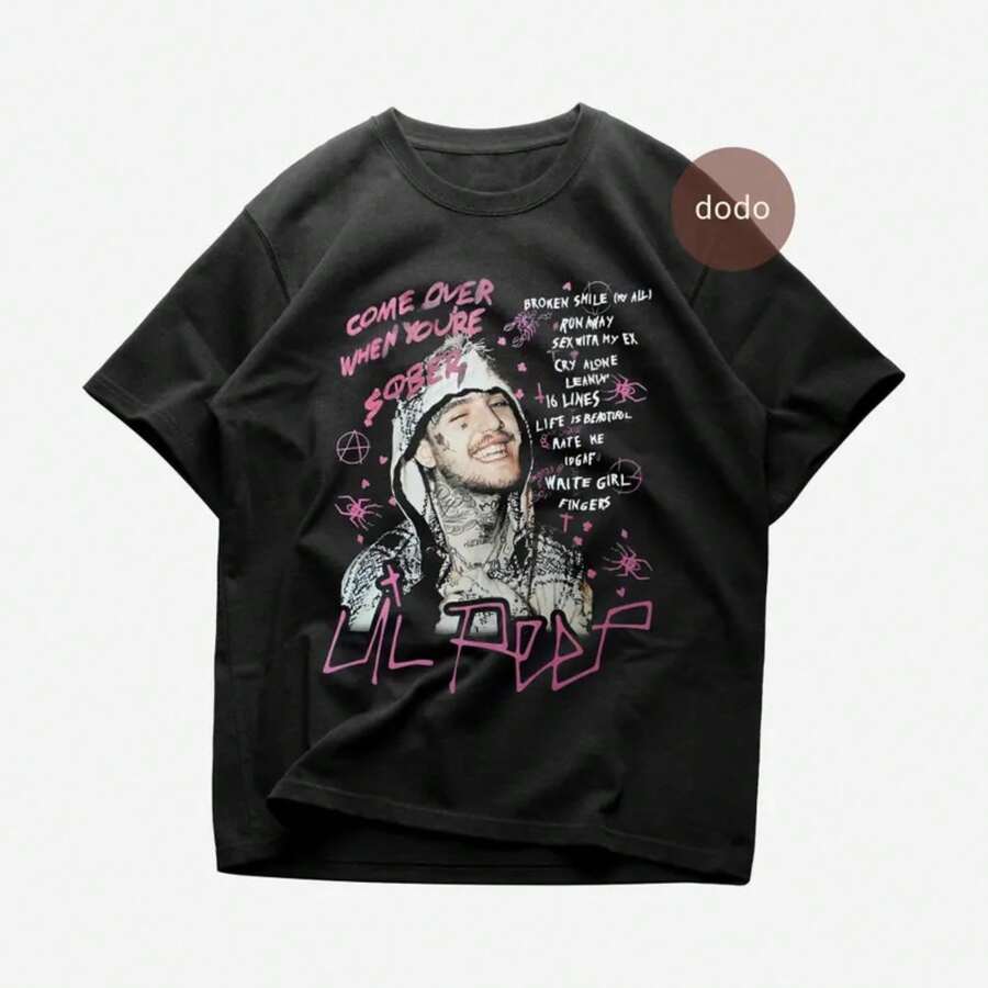 LilS Peep T-Shirt - Rap Music Shirt - Come Over When You're Sober Album - LilS Peep Album Shirt - LilS Peep Merch - Unisex Rapper Clothing - màu đen - Xem 1
