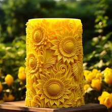 Tulip Flower Pillar Candle Silicone Mold, DIY Sunflower Flower Cylinder Handmade Gift Candle Wax Melts Mold - White - View 3