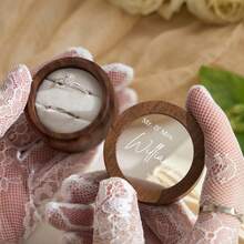 1pc Customized Wooden Ring Box, Valentine's Day/Boyfriend Proposal/Engagement Gift - Multicolor - View 7