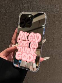 1pc Ask God Trust God Thank God Pattern Print Mirror Acrylic Anti-Fall Phone Case Compatible With IPhone 13/11/17/17pro/16/14/15/15pro/15 Plus/15 Promax/7plus/8plus/X/Xs Max/Xr/11pro/12pro/13pro/14pro/12mini/13mini/11promax/12promax/13promax/14promax/14plus/17pro Max/17Air/6/6s Plus/7/8/16Pro/16plus/16promax/Se2/17promax&Compatible With Samsung Galaxy/A54/A14/A12/A13/A15/A32/A33/A24/A52S/S20/S21/S22/S23/S24/S23Plus/S24ultra/S25/A15/A33/A23 - Multicolor - View 2