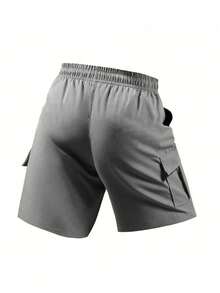Quần short kaki nam kiểu dáng thường ngày, có túi tiện dụng, thích hợp mặc hàng ngày vào mùa hè. - Xám - Xem 3