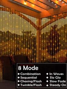One-Piece Set, 100/200/300 LED Solar-Powered Outdoor String Lights, Solar-Powered Copper Wire Fairy Lights With 8 Lighting Modes, Perfect For Weddings, Parties, Balconies, Terraces, Tents, Eaves, Camping, Gardens, Trees, And Patio Decorations. - Multicolor - View 8