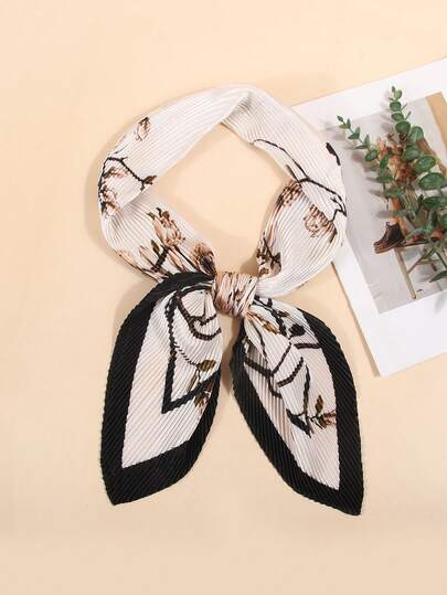 1pc 90cm Crinkle Printed Scarf, Women Bandana & Square Scarf, Accessories For Hair, Headband, Hairband, Abaya, Suitable For Beach, Vacation And Daily Life, Adding Highlights To Your Style