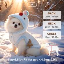 HAZOOWILL Shiny Snowman Dog Hoodie - Sparkling Silver Threads In Sunlight, Built-In Leash Ring, Suitable For Small Dogs Holiday Christmas Winter Outfit, Warm And Adorable - Blue and White - View 13