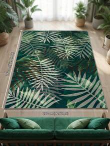 Modern Tropical Plant Green Leaf Pattern Bohemian Style Living Room Carpet. Rhombus Plush Rectangular Low Pile Carpet With Embossed Details, Decorative Rug Suitable For Living Room, Bedroom And All Season Home Decor. Soft And Easy Care, Machine Washable - Multicolor - View 15