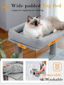 PAWZ Road Árbol para gatos de 89 cm, torre para gatos con cuevas dobles, percha extraíble y espaciosa, postes rascadores totalmente envueltos en sisal, bolas colgantes intercambiables, color gris - Gris - Ver 7