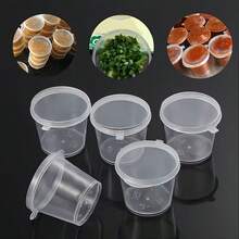 20/50pcs Kitchen Storage Containers With Lids, Small Soy Sauce Jars, Transparent Plastic Condiment Cups 0.85oz - Multicolor - View 4