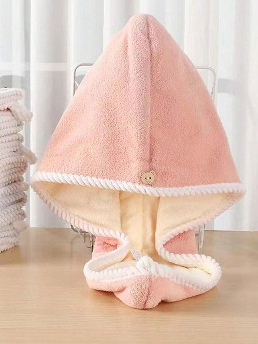 1 pieza Toalla de secado de cabello para mujer de doble capa de secado rápido y grosor, súper absorbente, envolvente de cabello para adultos y estudiantes, diadema para el hogar, gorro de ducha para decoración de baño - Multicolor - Ver 1