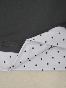 时尚休闲女式波点印花雪纺拼接蝴蝶结装饰长袖上衣黑色春季款 - 黑色 - 查看 6