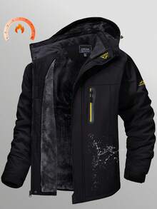 Men's Winter Ski Jacket Waterproof Snow Coats Snowboard Fleece Lining Jacket Warm Parka With Hooded - màu đen - Xem 1