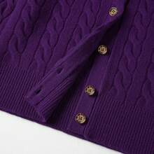 Polo Ralph Lauren Classic Embroidered Wool Cardigan | Cable-Knit Cashmere Blend Crewneck Button-Front Sweater, Women's Timeless Knitwear - 紫色 - 查看 4