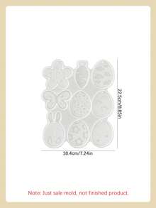 1 pieza Molde de silicona de 9 en 1 para colgante de conejo de Pascua, molde creativo DIY para flor, zanahoria, etiqueta, decoración del hogar / regalo, molde de resina epoxi, molde de artesanía, molde de yeso para decoración de arte de Pascua - Molde para colgar huevos de Pascua 9 en 1 con forma de conejo - Ver 11