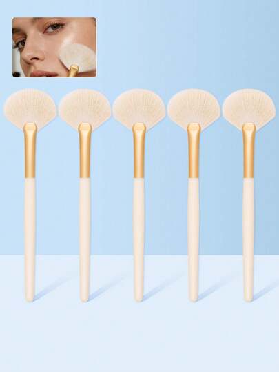 SEPROFE 5支迷你扇形高光刷，多功能腮红刷，超细纤维打造自然柔和的轮廓，优质手柄化妆刷，适合日常妆容