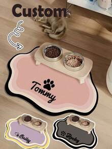Customizable Quick-Drying Pet Feeding Mat, Personalized Pet Feeding Mat - Quick Dry Waterproof Non-Slip Cat Bowl Mat, Personalized Pet Cat Dog Diatomite Anti-Fouling Feeding Mat, Compact Fresh Cloud-Shaped Design - Multicolor - View 1