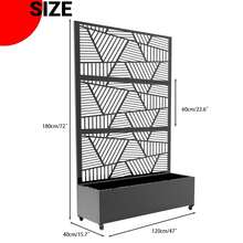 Jardinera con mampara de privacidad, 183 cm de alto x 119 cm de ancho. Mamparas de privacidad para exteriores con 3 paneles y bancal elevado para plantas trepadoras y hortalizas. - Negro - Ver 8