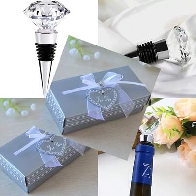 Decorative Crystal Wine And Beverage Bottle Stopper For WineMade Of Zinc Alloy And Glass Reusable Plug With Gift Box 1pcs Crystal