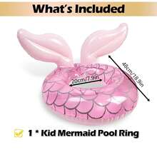 Inflatable Mermaid Shaped Baby Swim Ring, Children Swimming Ring Pool Toy, Summer Outdoor Beach Inflatable Swim Float For Girls - Pink - View 4