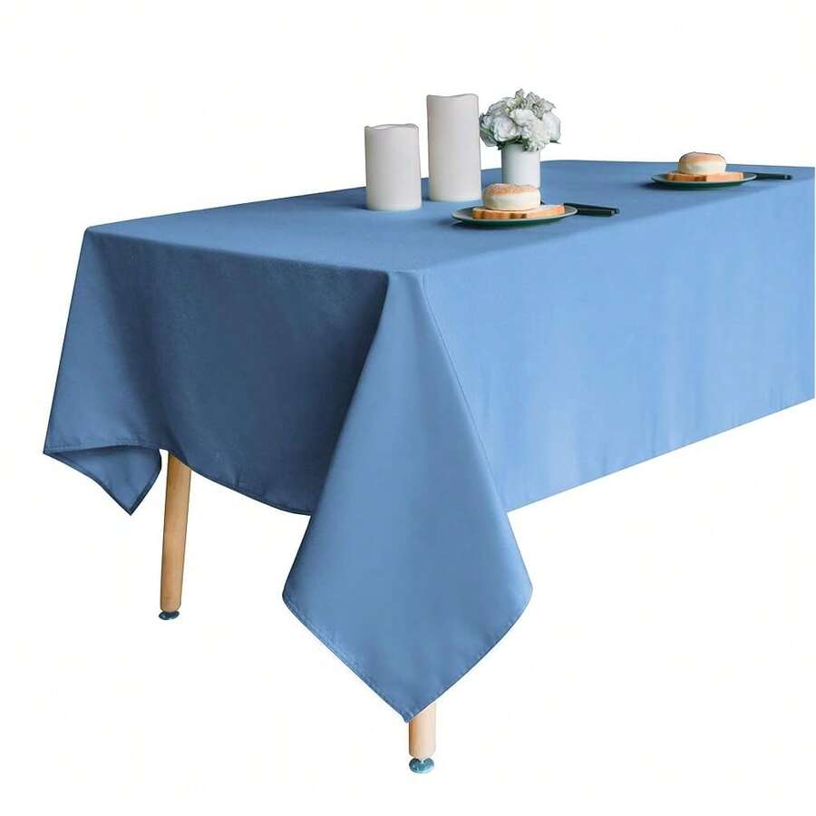 Obstal 210GSM Rectangle Table Cloth, Water Resistance Microfiber Tablecloth, Decorative Fabric Table Cover For Outdoor And Indoor Use (Sky Blue, 60 X 102 Inch) - SkyBlue - View 1