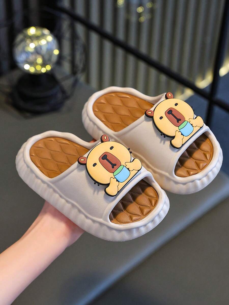 Kids' Cute Capybara Indoor Slippers, Soft Bottom Toddler Boys' Summer Sandals - Khaki - View 1