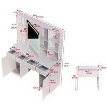 Tocador Multifuncional Con 3 Cajones De Y Espejo Moderno - Blanco - Ver 2