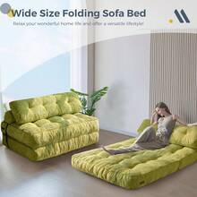 Convertible Folding Sofa Bed - Sleeper Chair With Pillow & Back Support, Portable Floor Lounge For Living Room Bedroom - Green - View 8