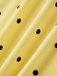 Women Tank Top, Sleeveless Tops Crew Neck Tie-Up Dots Print Slim Fit Summer Clubwear - Yellow - View 6