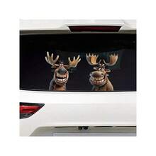4 Packs Festive PVC Elk Car Window Stickers, Smiling Reindeer Car Glass Decals For Christmas And New Year Decorations - 4pcs - View 1