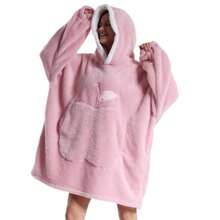Oversized Kapuzendecke - Unisex Plüsch Lässig Loungewear, Weicher Polyesterstoff, Lange Ärmel und Tasche, Ideal für Paare oder Geschenke, Schwarz - Verschiedenfarbig - Übersicht 12