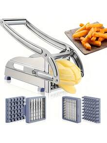 Stainless Steel French Fry Cutter | Professional Vegetable Slicer Dicer With Safety Blade Guard | Heavy Duty Manual Food Chopper For Potatoes, Carrots, Cucumbers And Onions | Durable Household And Restaurant Kitchen Tool | Vegetable Slicer Dicer - Multicolor - View 6