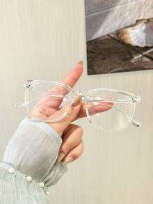 1PC Women's Glasses Frame Casual Square Lightweight Polycarbonate Frame For Daily Reading And Everyday Outfit Pairings With Glasses Box - Multicolor - View 3